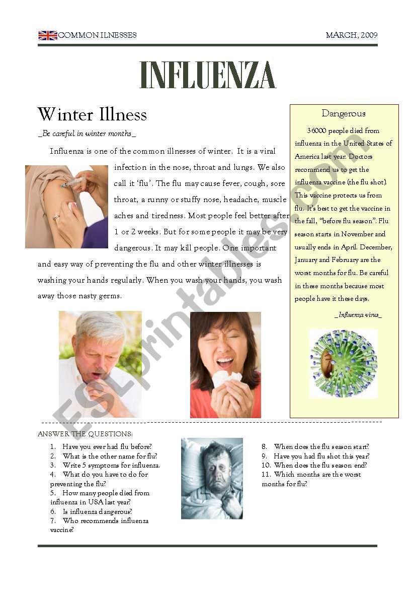 influenza worksheet
