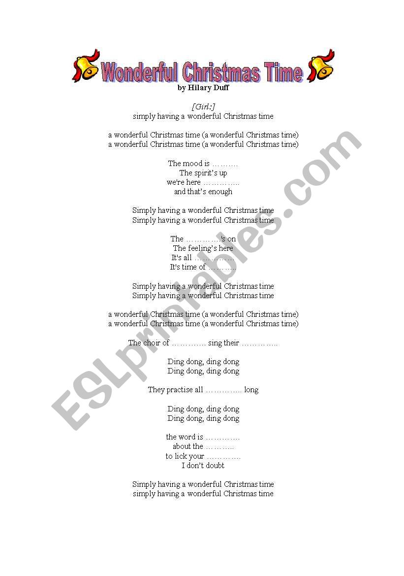 Wonderful Christmas Time worksheet