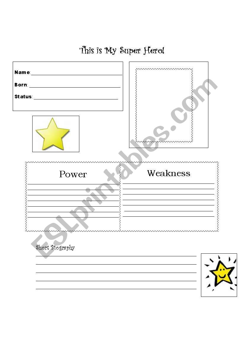 My superhero worksheet