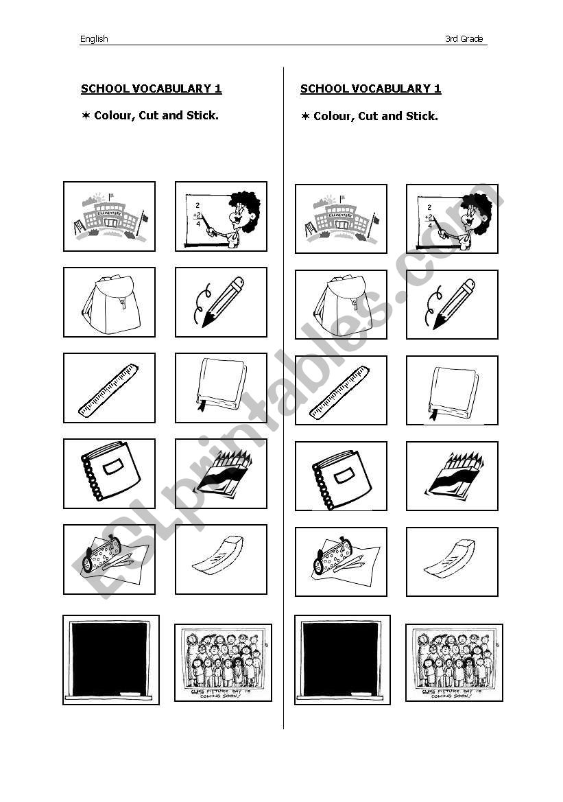School Vocabulary worksheet