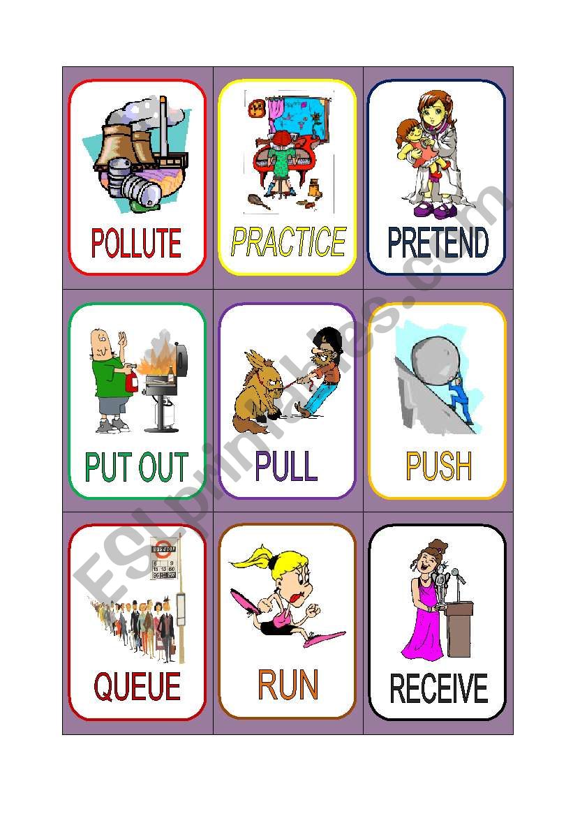 VERB CARDS 16 worksheet