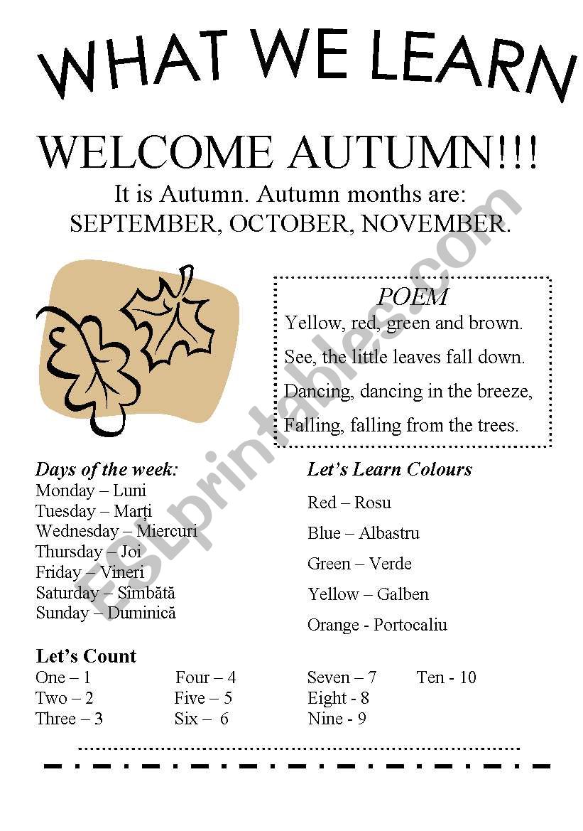 autumn worksheet