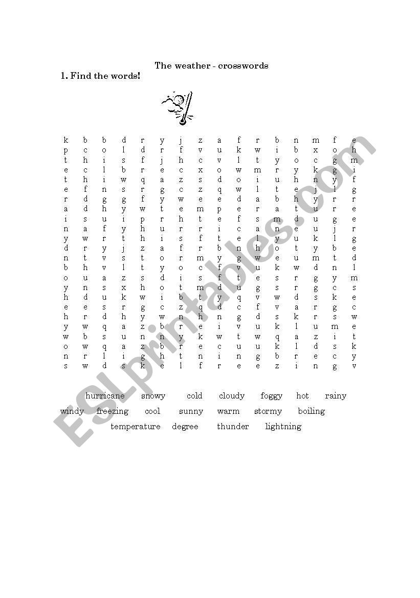 The weather - crosswords worksheet