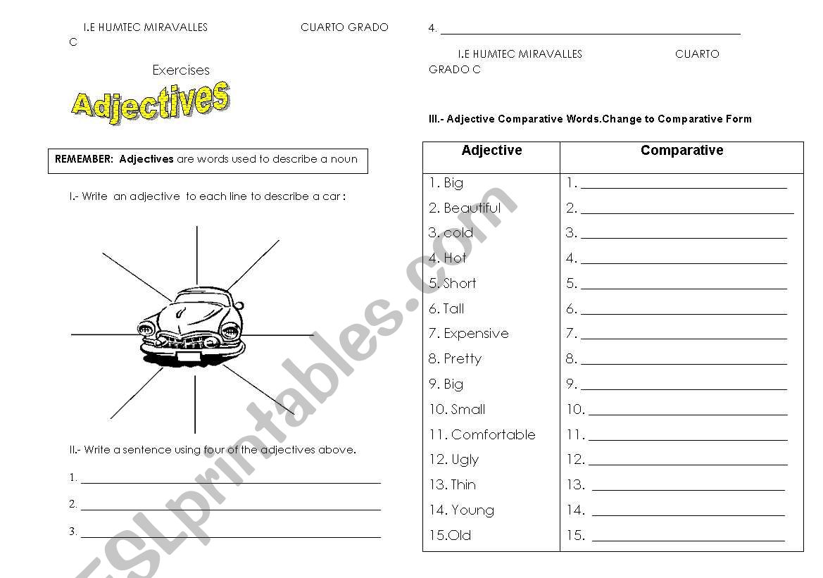 ADJECTIVE&COMPARATIVE worksheet