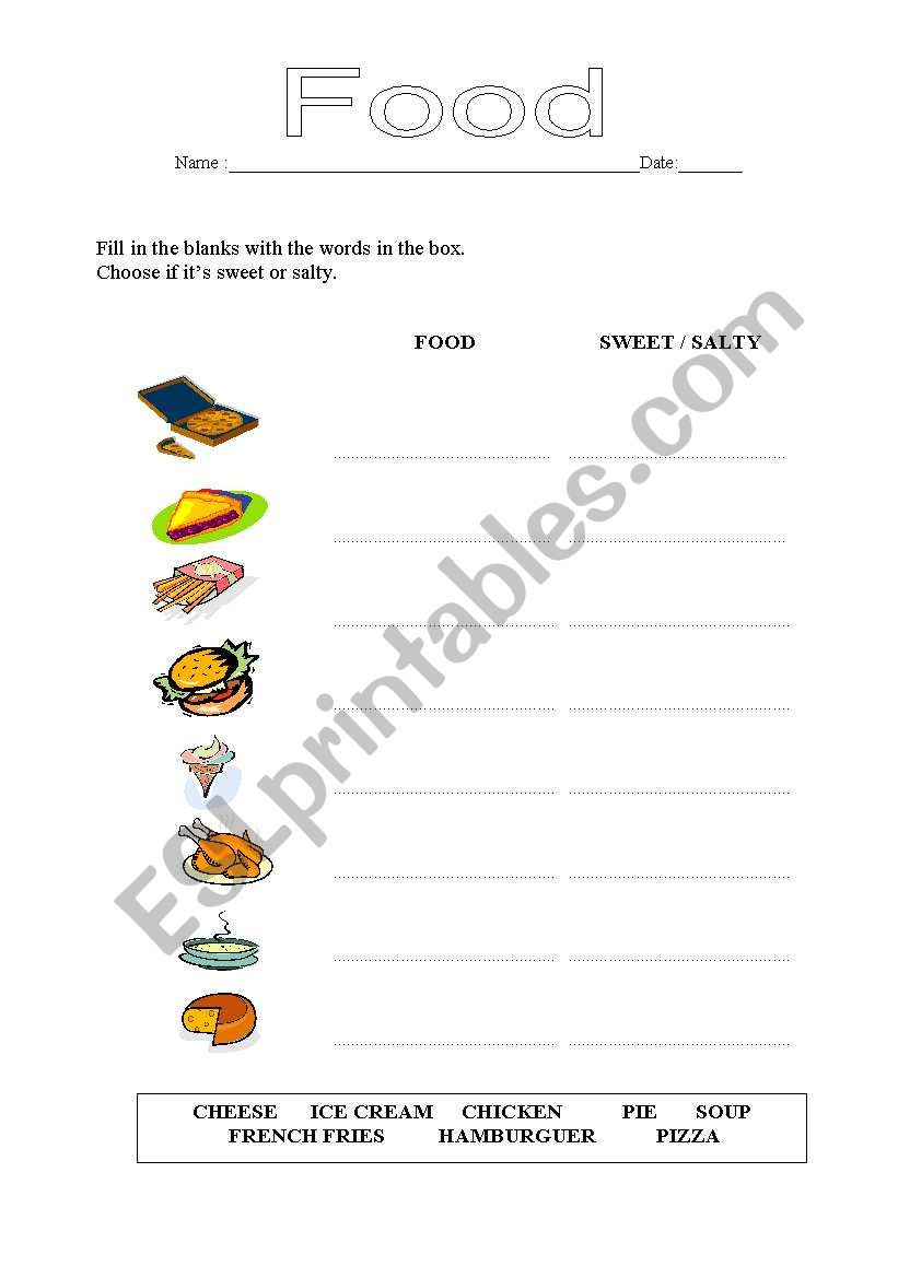 Food worksheet