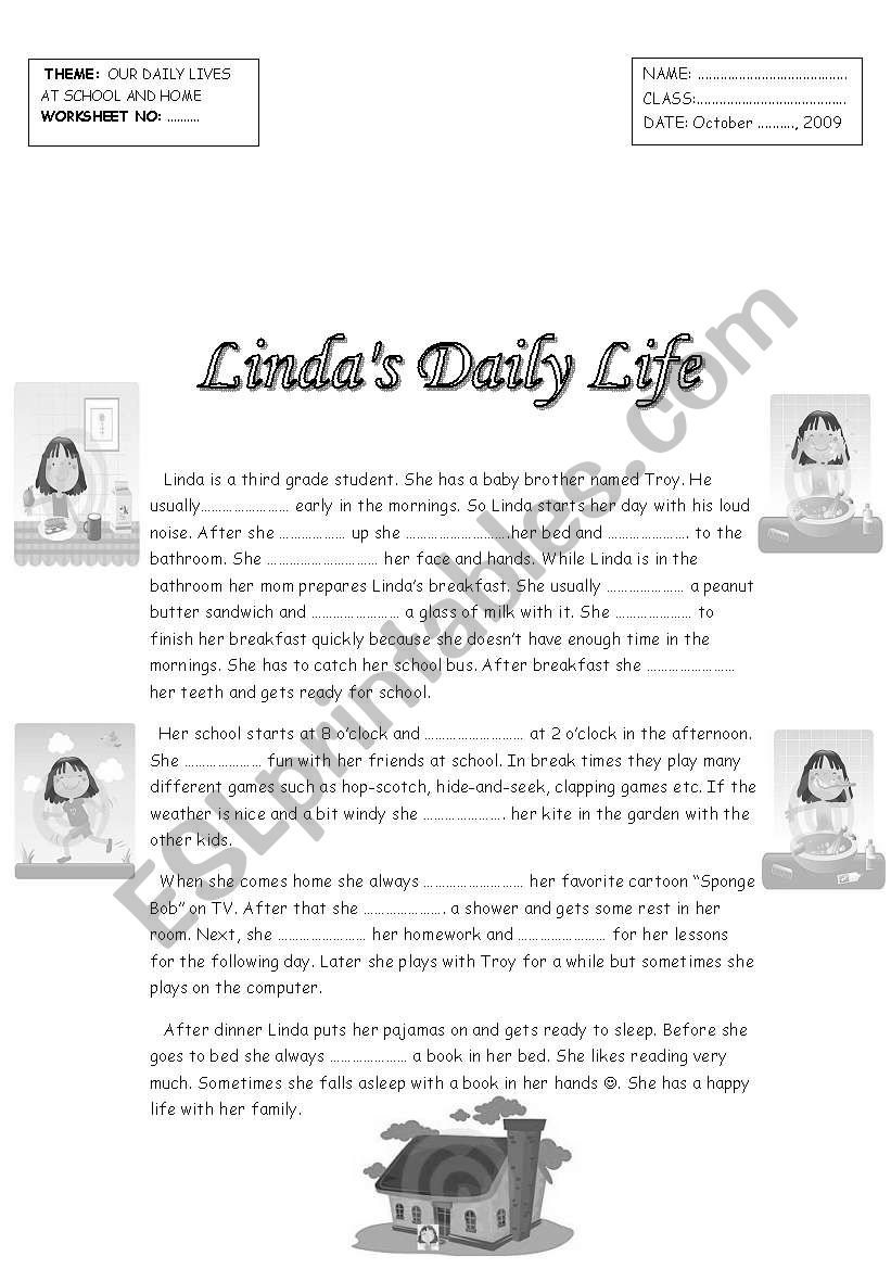 LINDAÂ´S DAILY LIFE worksheet