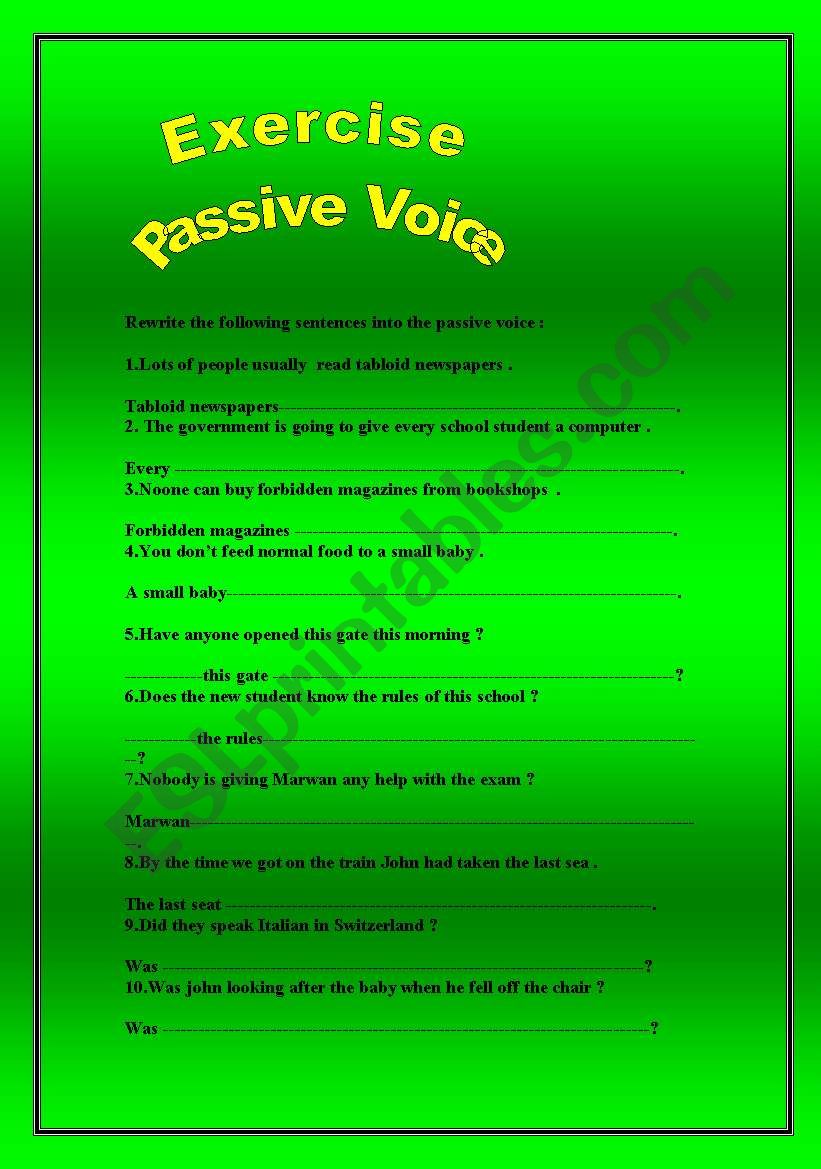 PASSIVE VOICE  worksheet