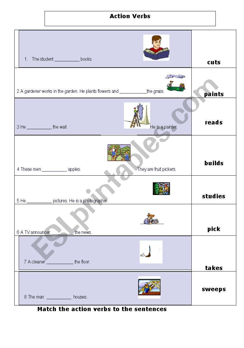 Action Verbs worksheet