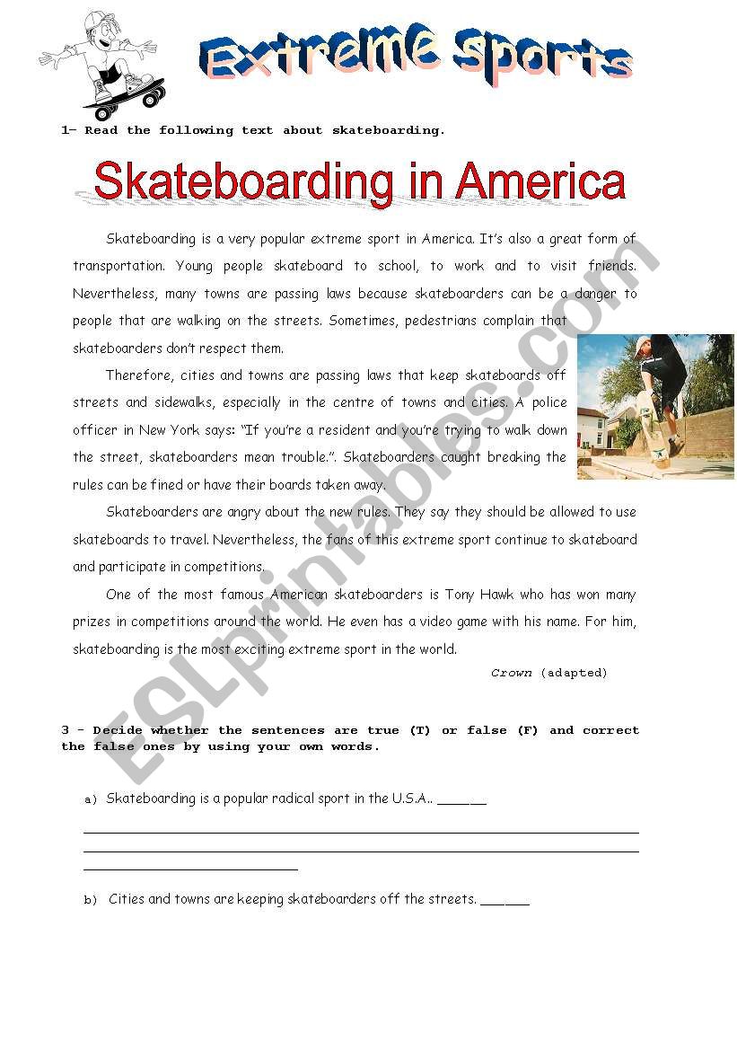 skateboarding-reading comprehension