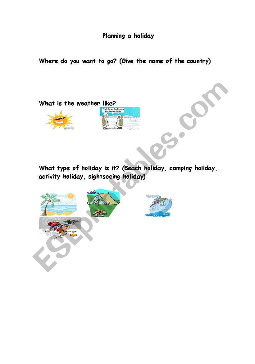 Planning a Holiday - ESOL Entry 1 Material