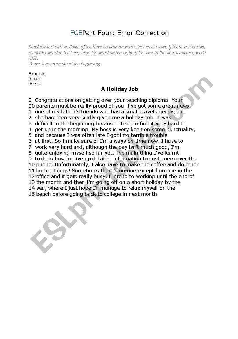 fce test worksheet