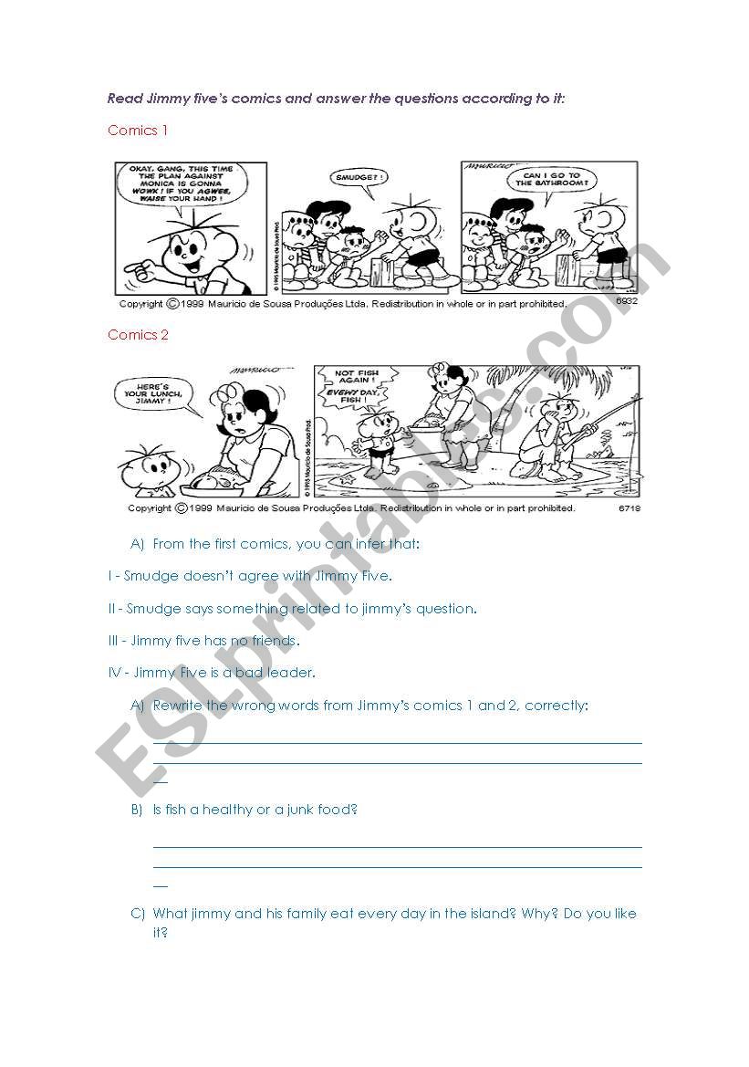 Reading comics  worksheet