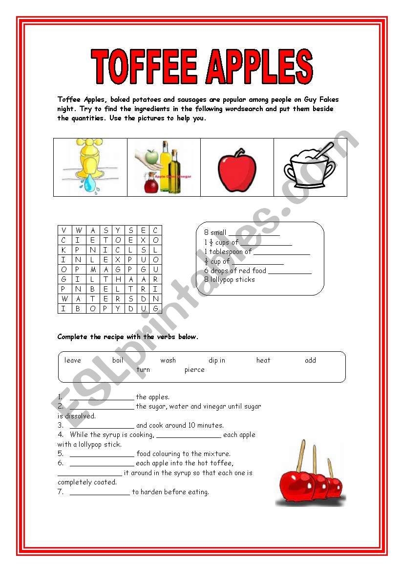 TOFFEE APPLES worksheet