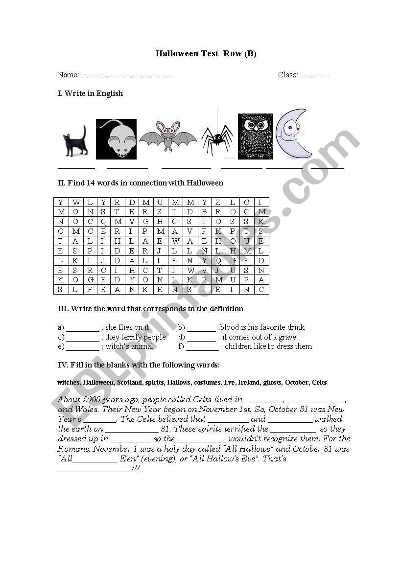 Halloween Test , Row B  (part 7)