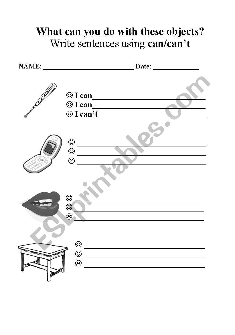 Can / Cant worksheet