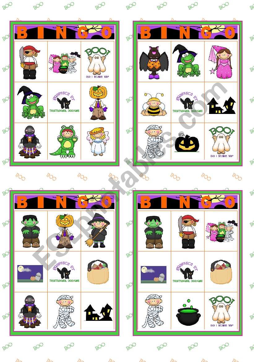 Halloween Set (4)  - Bingo Cards (2/2)