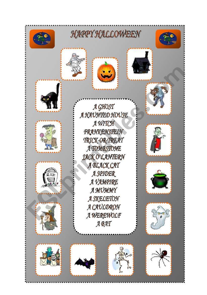 Halloween matching worksheet