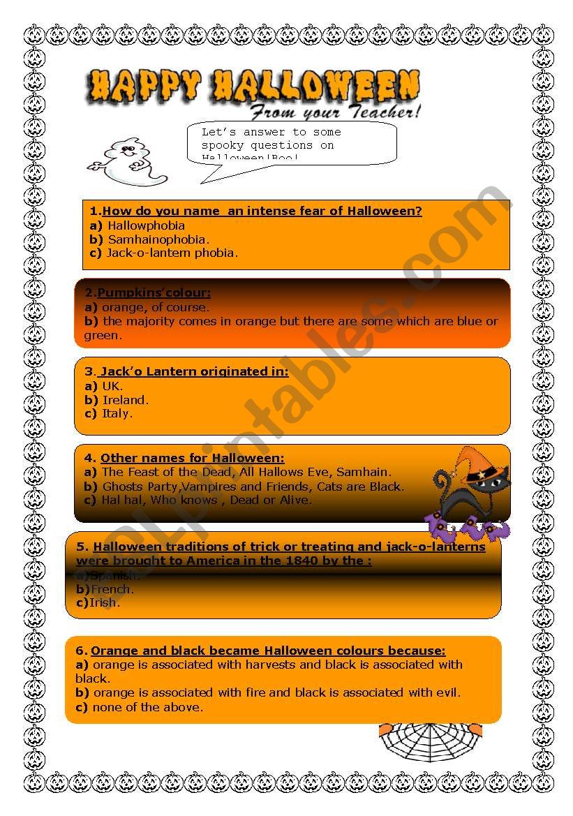 Mini  Halloween Quiz  worksheet