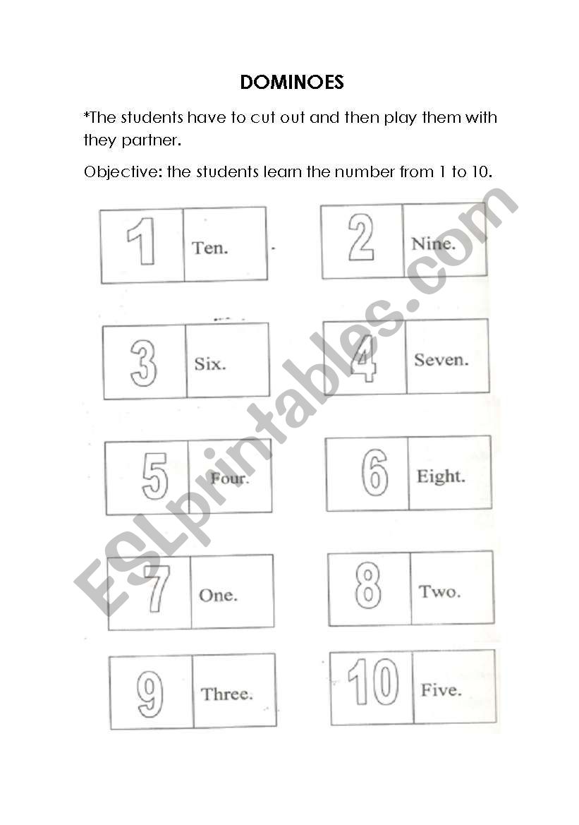 NUMBER FROM 1 TO 10 worksheet