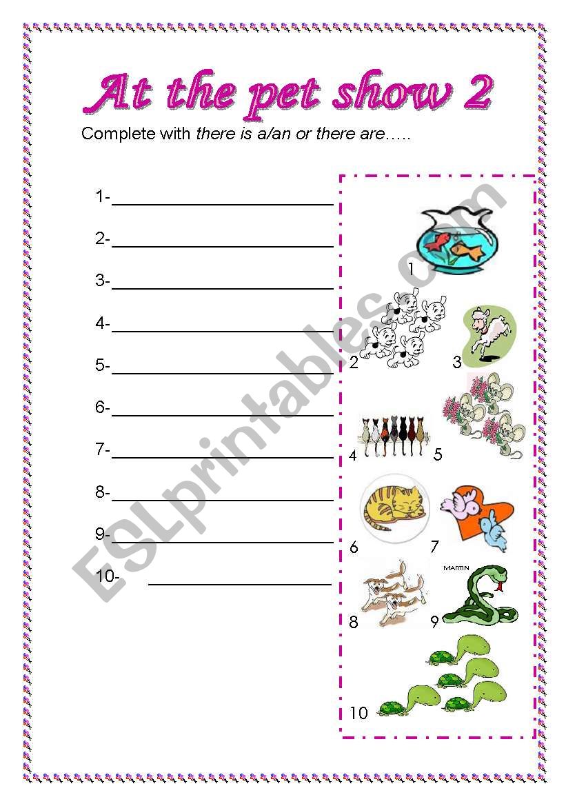 At the pet show 2/4 worksheet