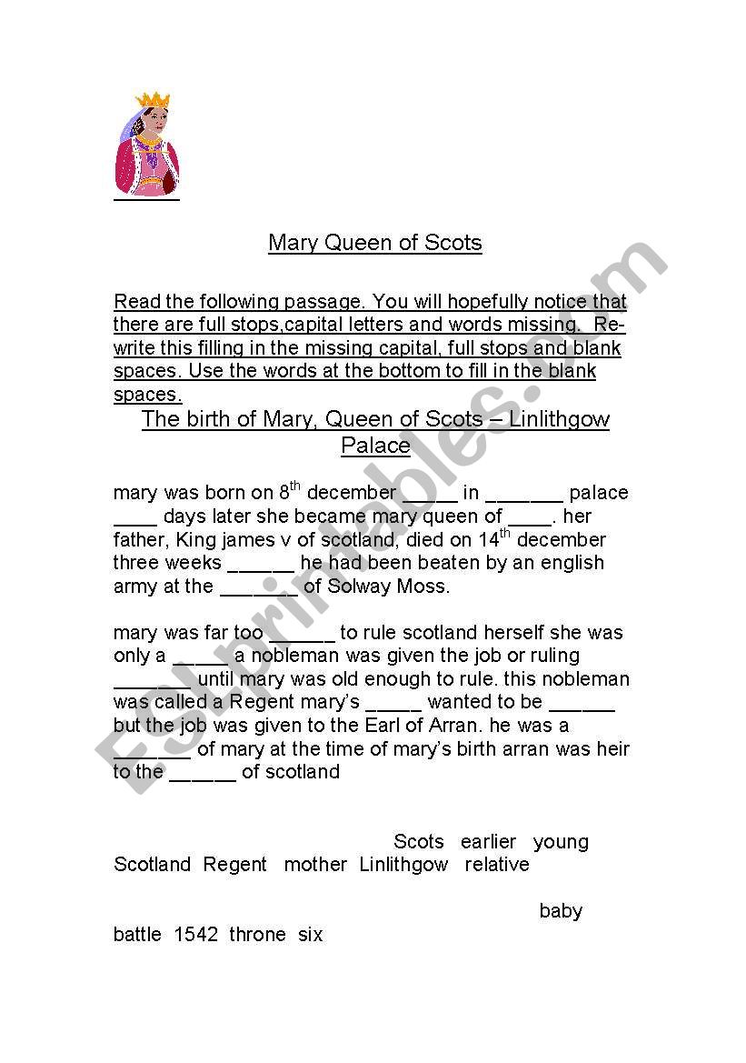 Mary Queen of Scots worksheet