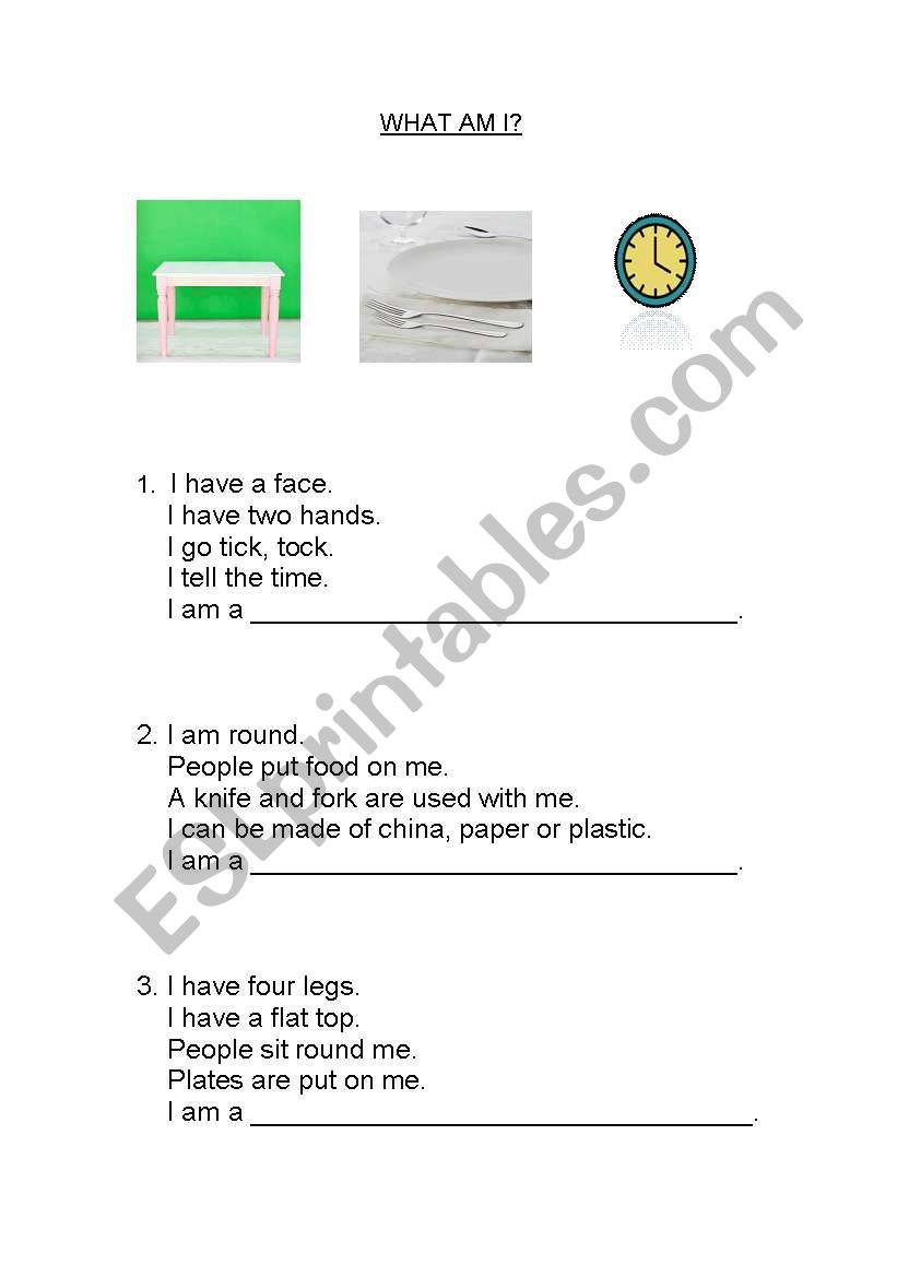 What am I? worksheet