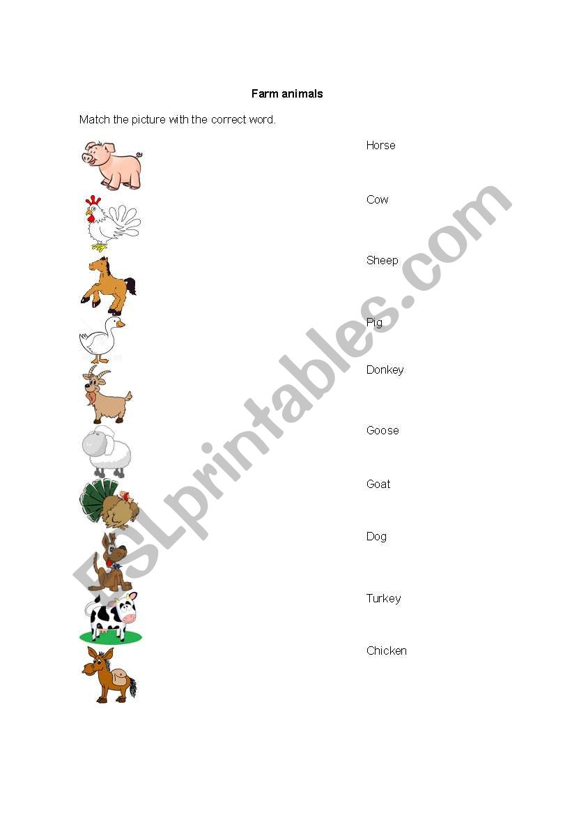 Farm animal worksheet