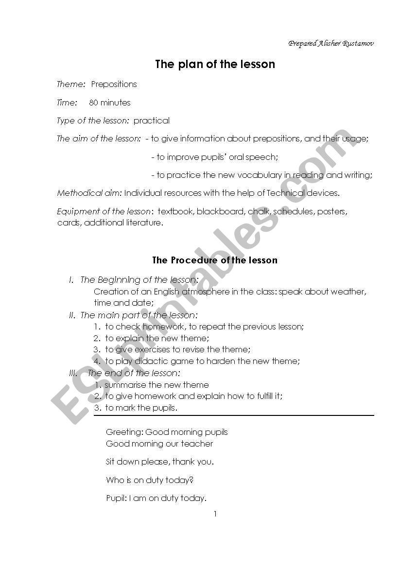 Preposition. worksheet