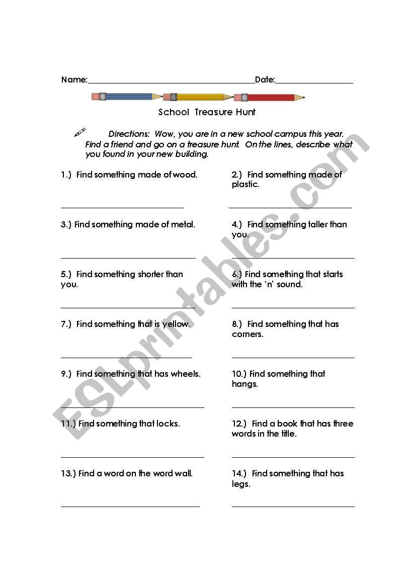 Back to School worksheet