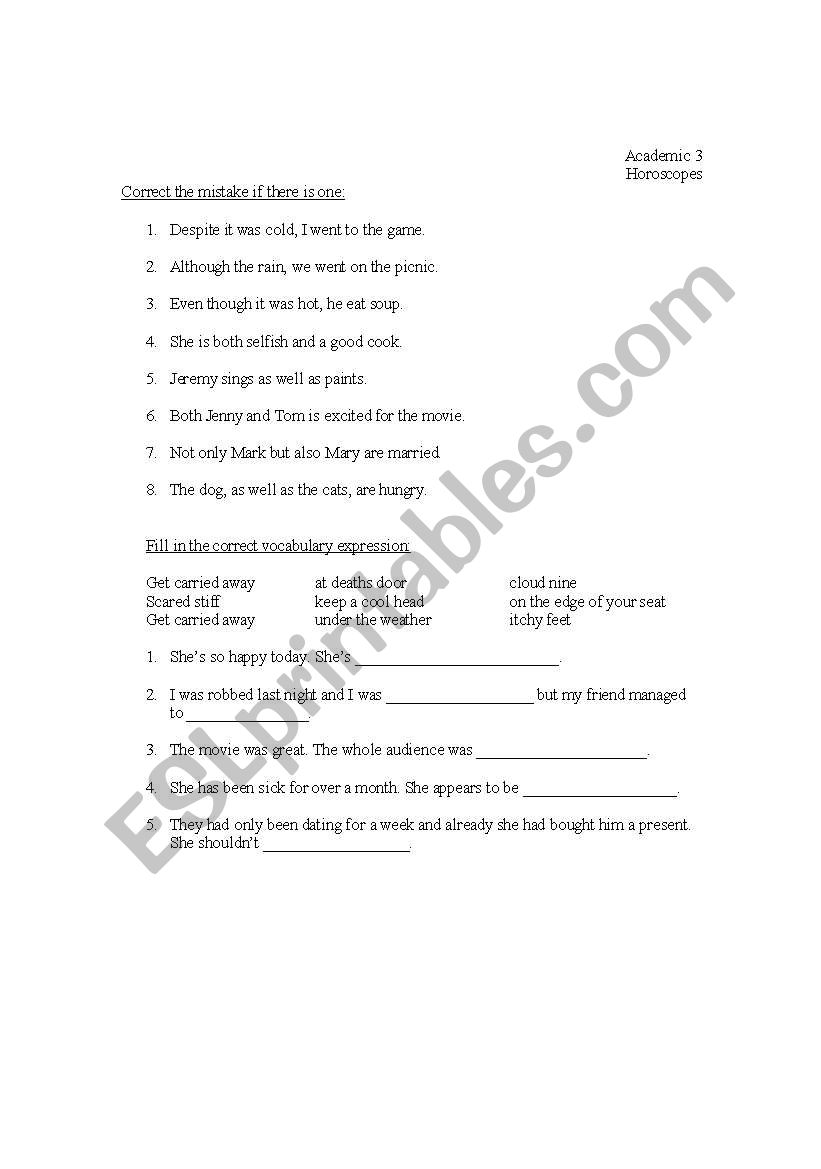 inclusives worksheet