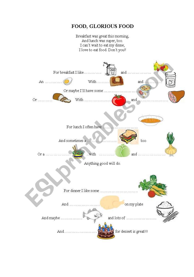 food worksheet