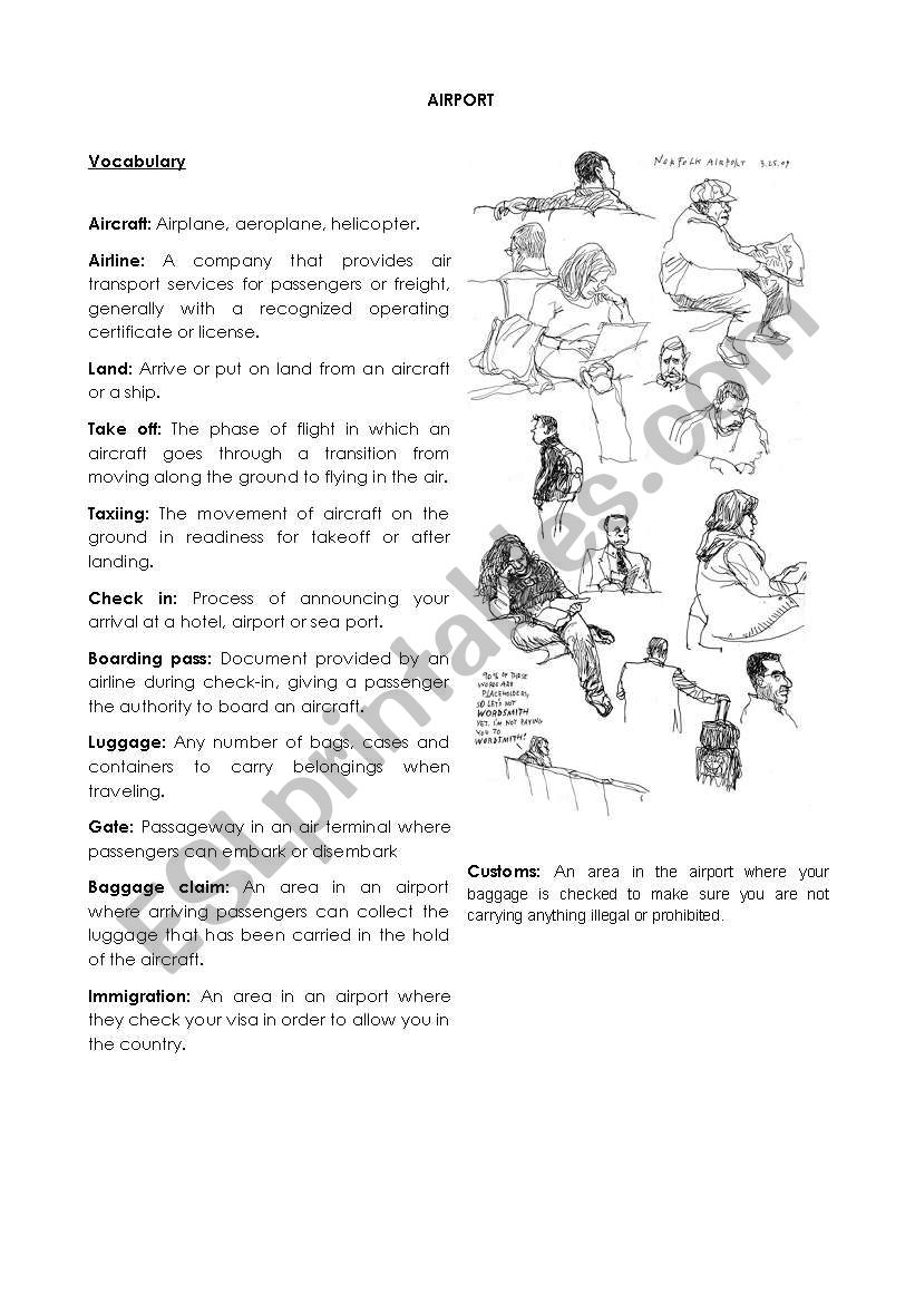 Airport Vocabulary worksheet