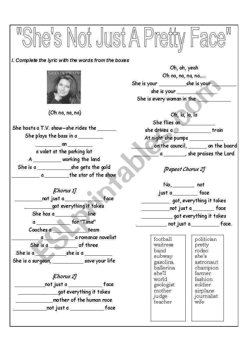 Song with occupations worksheet