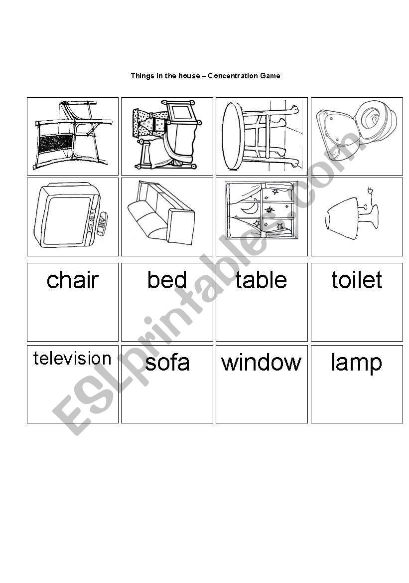 Things in the house - concentration game