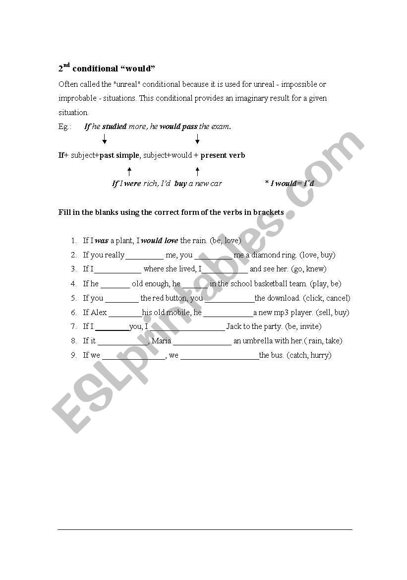 Use of would as a 2nd conditional