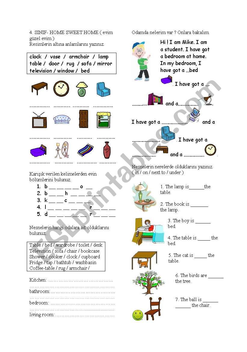 home sweet home worksheet