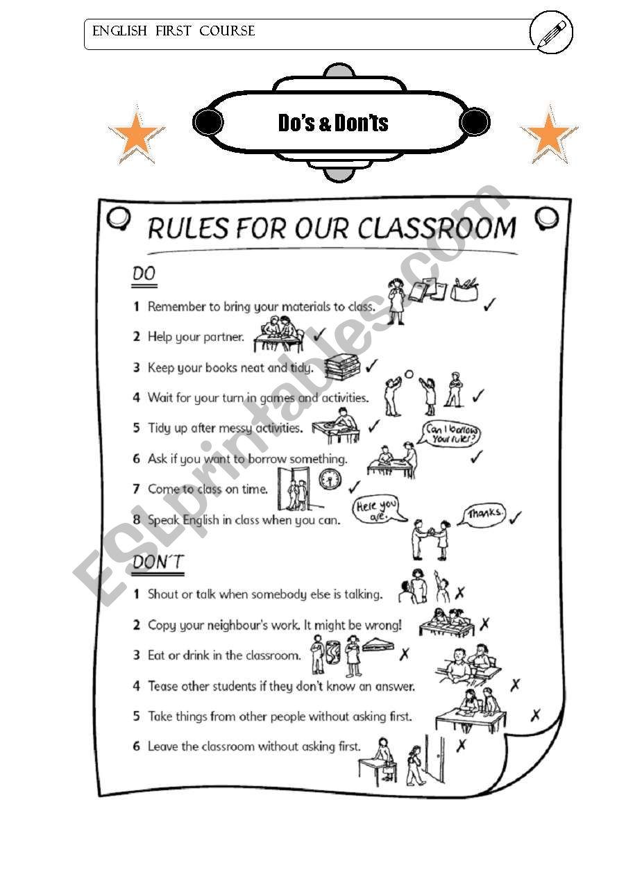 Poster Rules of the class worksheet