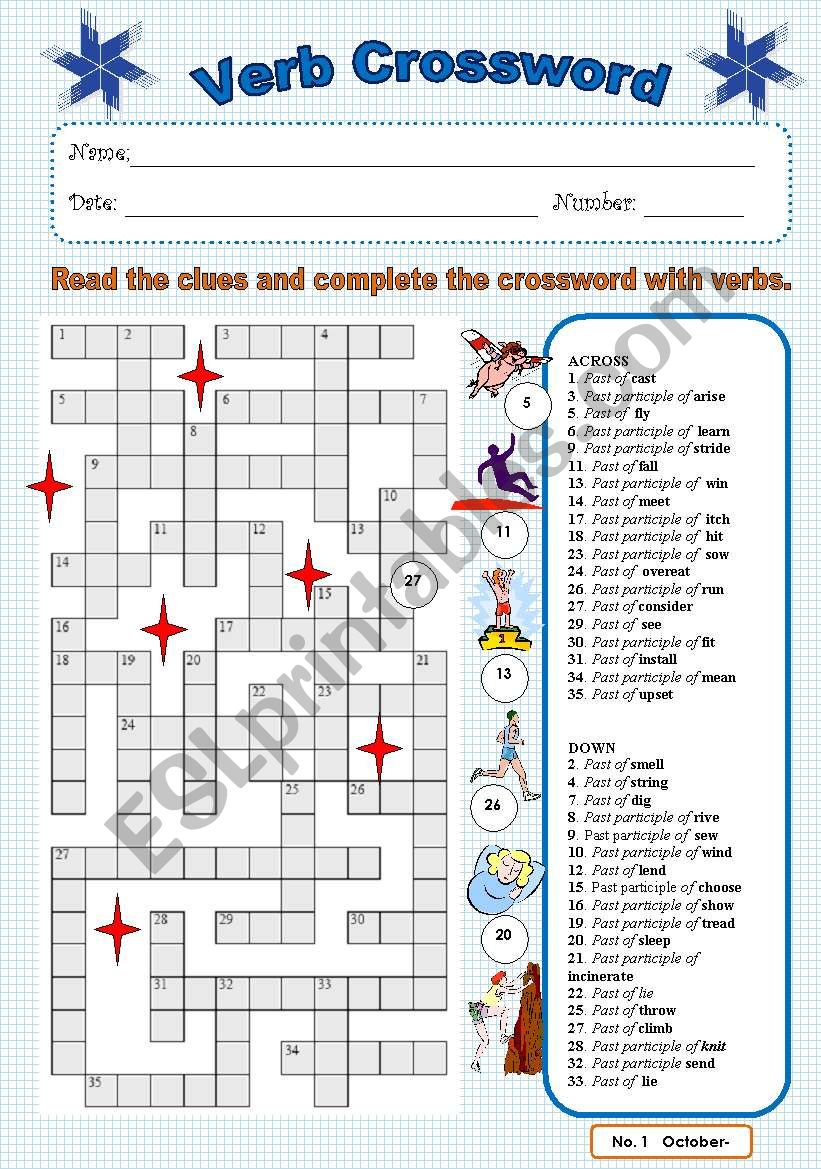 Verb crossword 1 worksheet