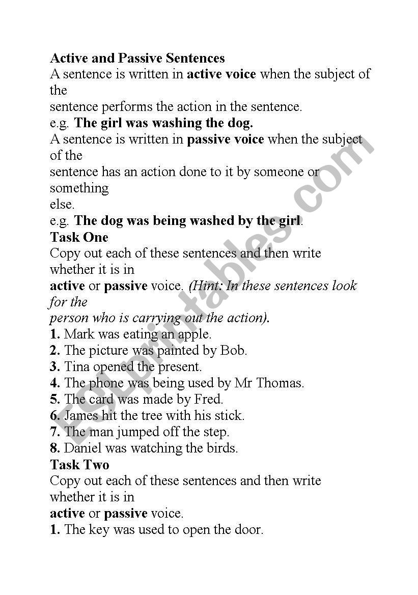 PASSIVE VOICE worksheet