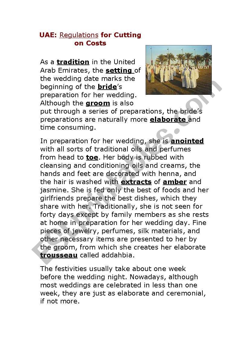 Cutting on Wedding Costs at the UAE.