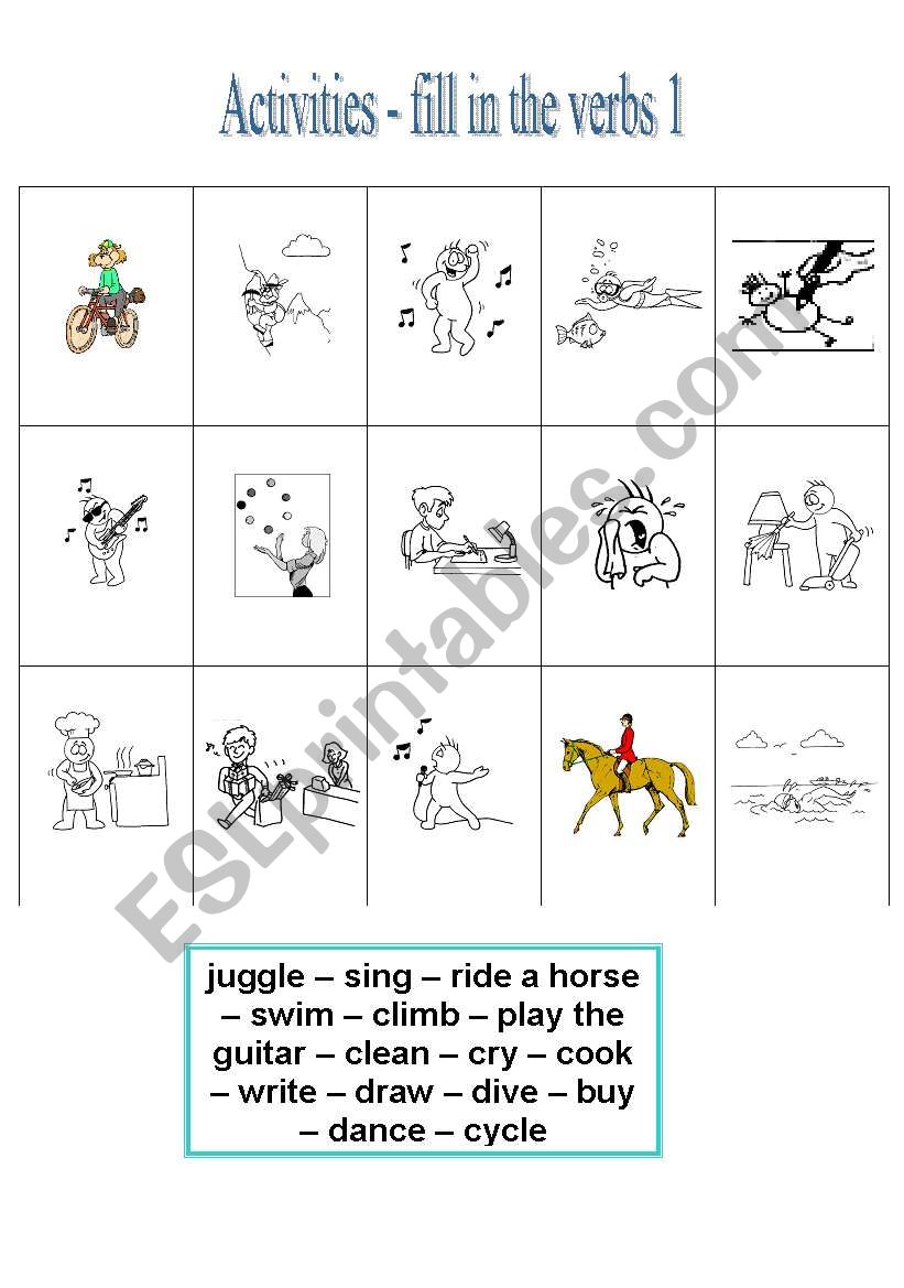 Activities Flashcards 1 - Fill-in exercise