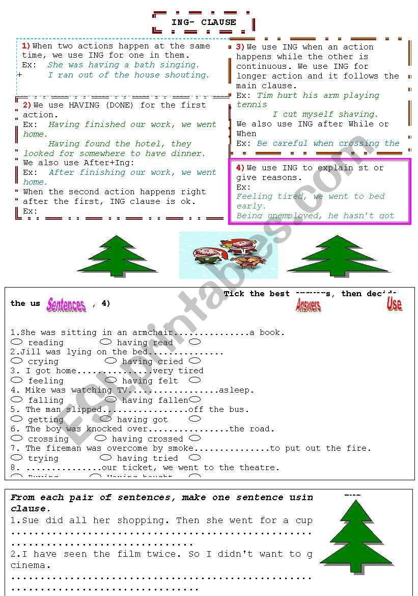 ING Clause worksheet