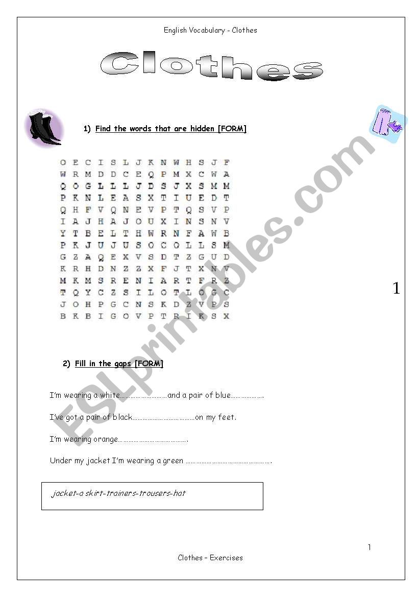 Clothes worksheet