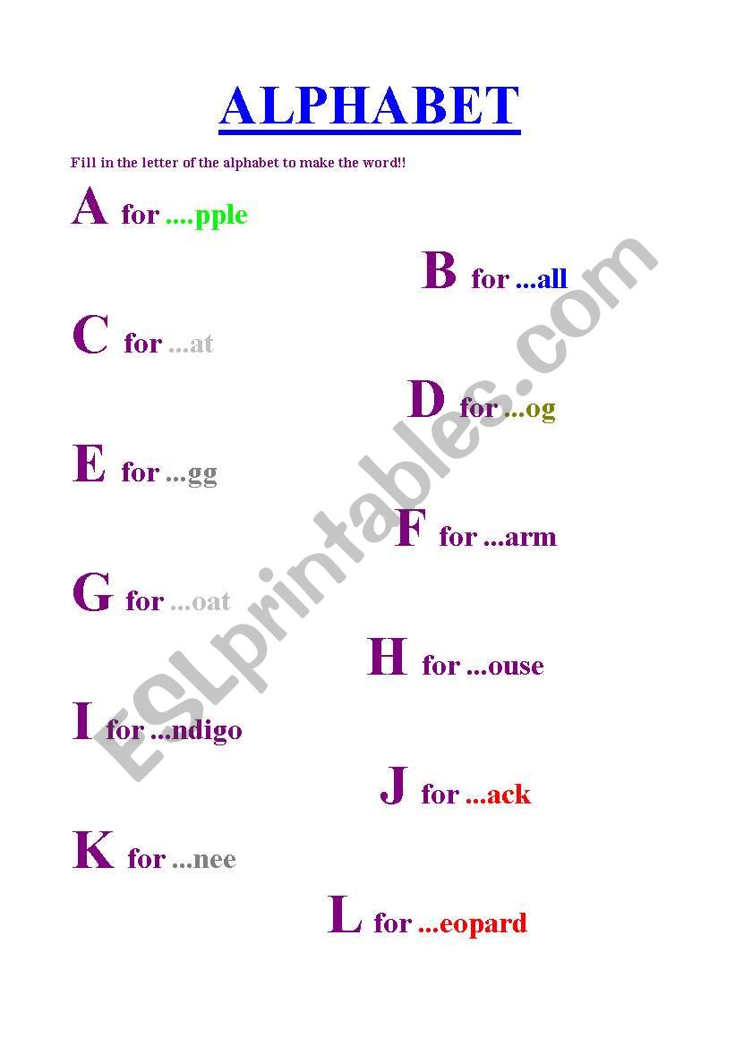 Alphabet worksheet