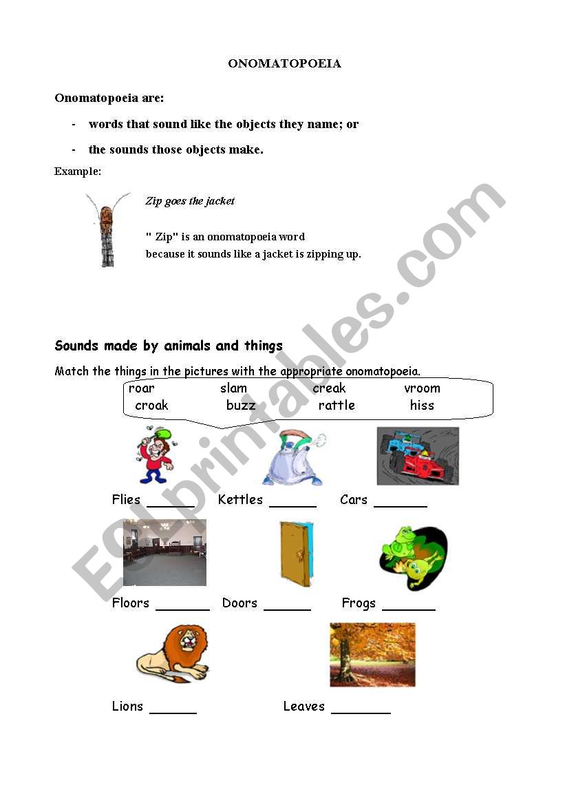 Onomatopoeia worksheet