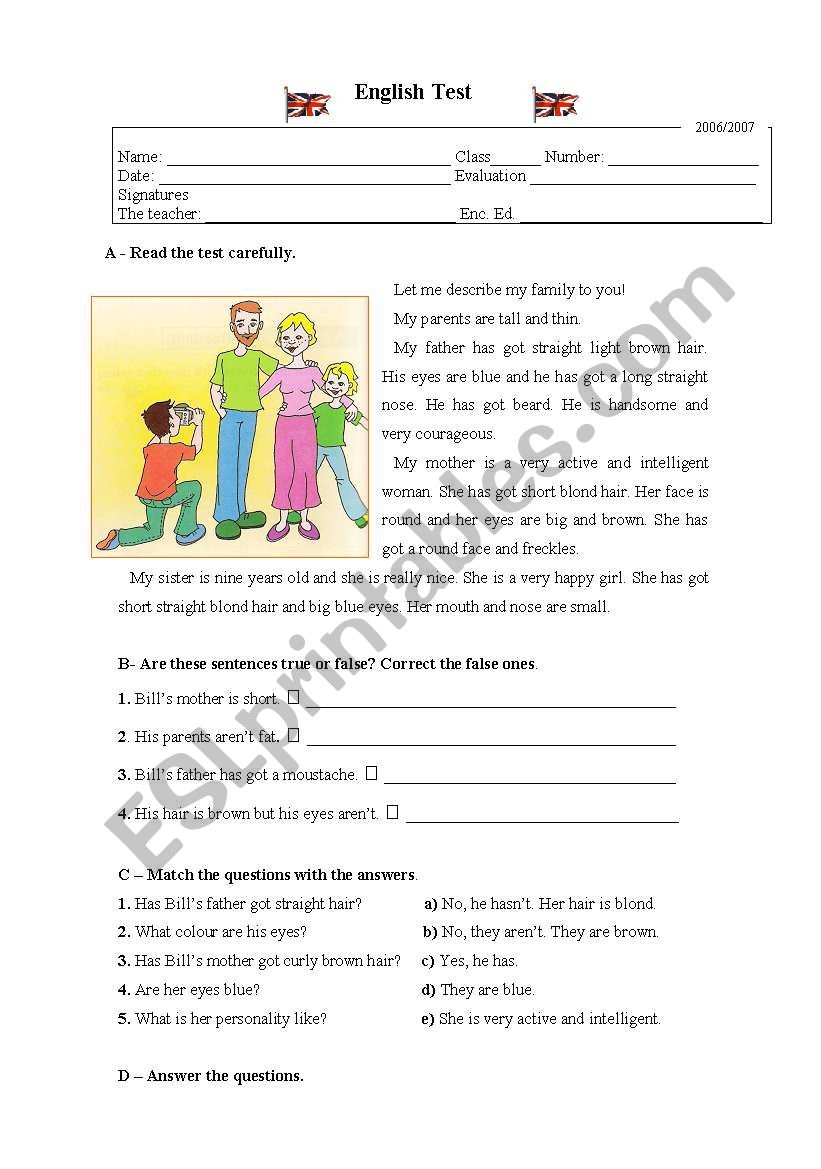 Description worksheet