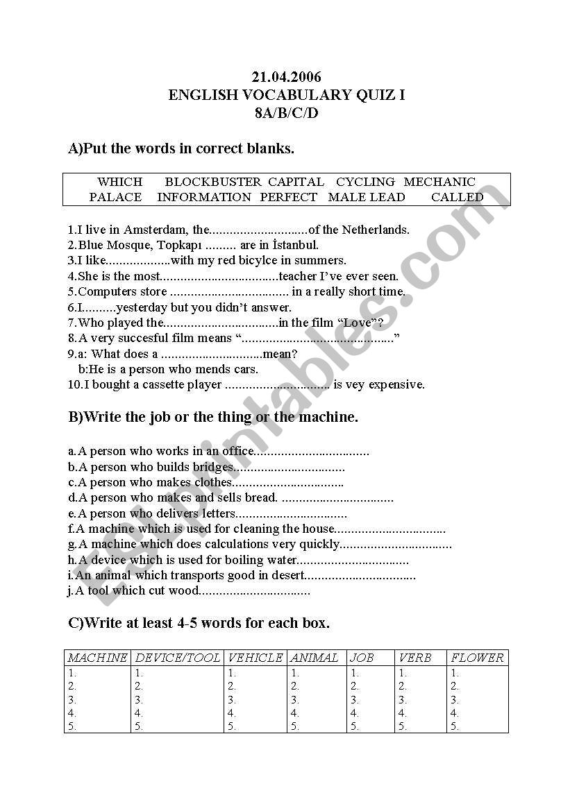 general worksheet