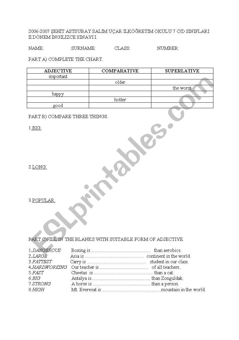 adjectives worksheet