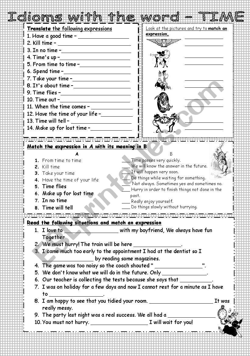 Idioms with the word - TIME worksheet