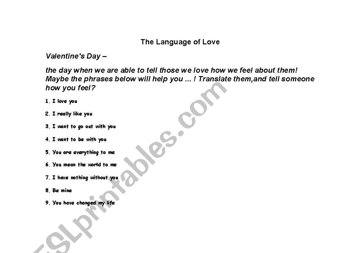 love worksheet